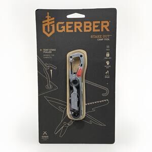 Gerber Stake Out Camp Silver Black Multi Tool 11 Tools Camping Hunting Knife New